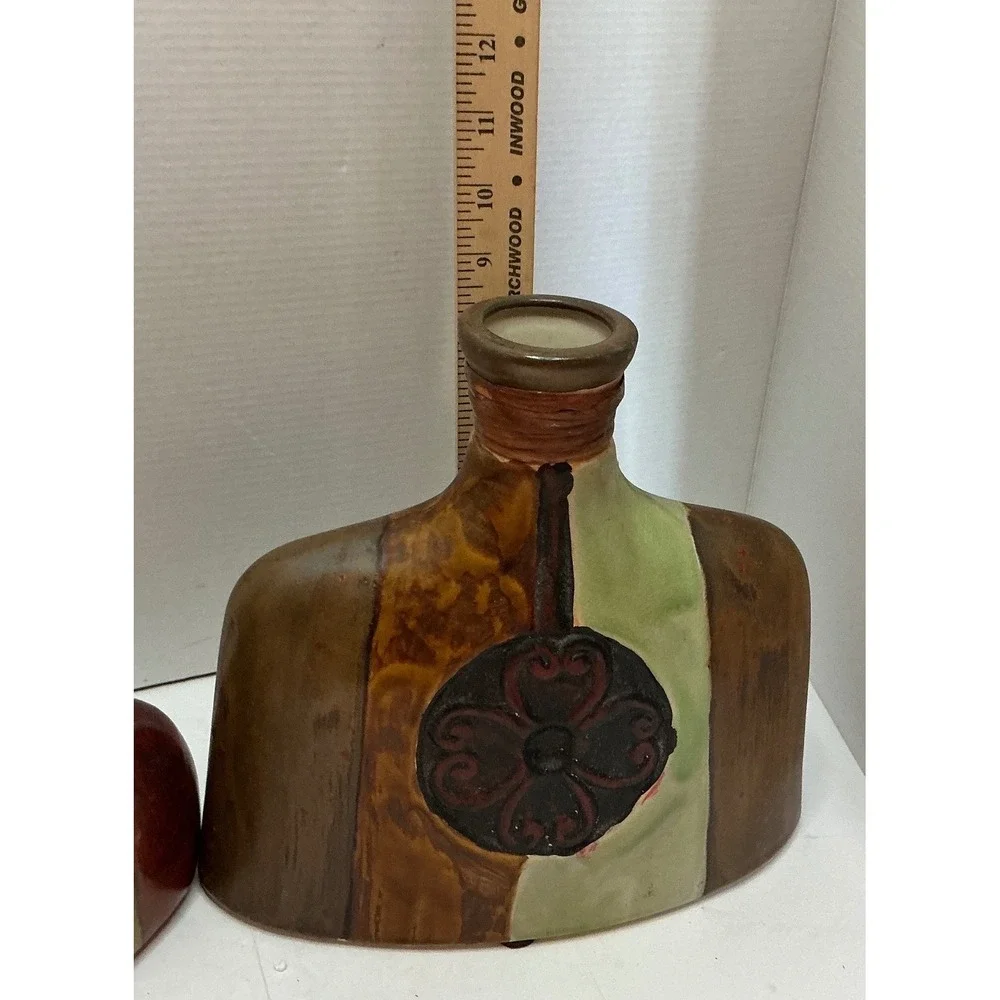Vintage Ceramic Vase Set Brutalist Earth Tone Pottery Decor OS
